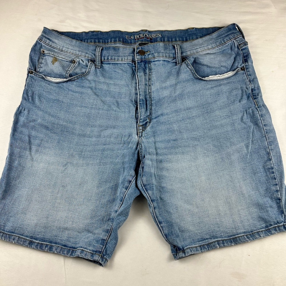 US Polo Assn Light Wash Denim Shorts Relaxed Bermuda Stretch Skater Dad Mens‎ 42